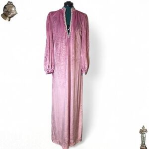 Lucie Ann Beverly Hills vintage pink velour maxi dress